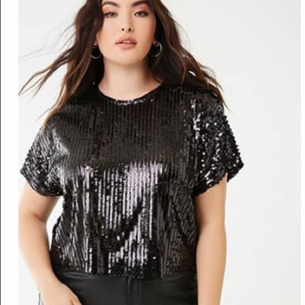 Plus Size Sequin Top